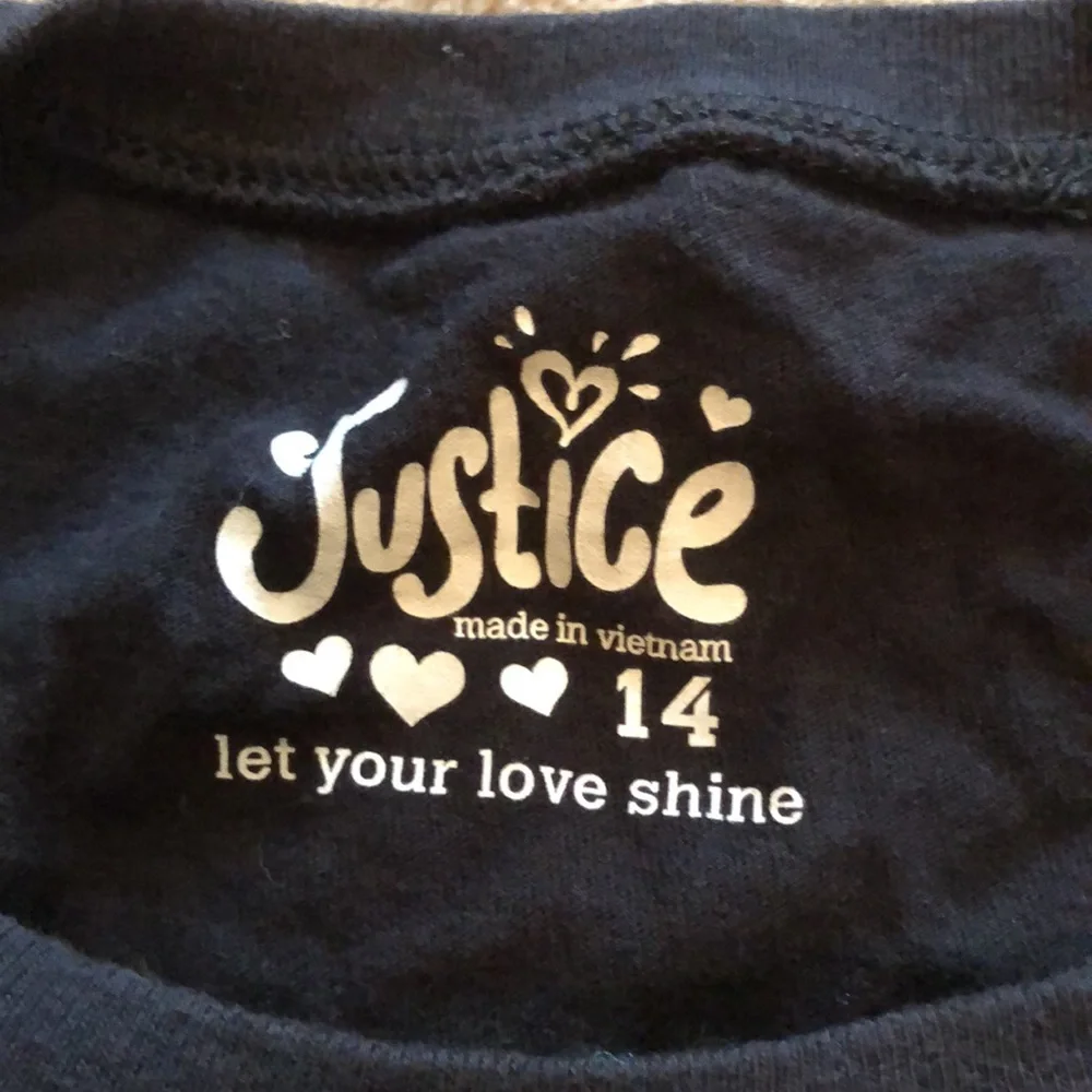 Girls justice t shirt- size 14